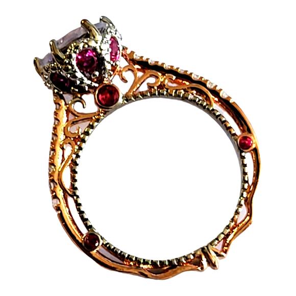 Rose Gold Red White Round Cubic Zirconia Embellished Solitaire Size 5 6 7 - Picture 9 of 13